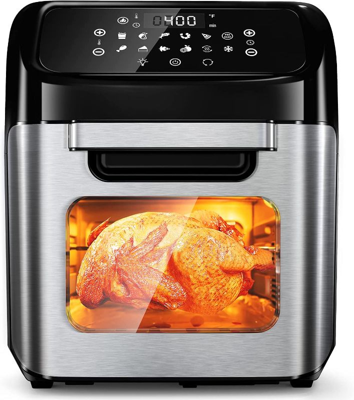 Photo 1 of Air Fryer, 13 Quart Air fryer Oven with Rotisserie Function, 10 in 1 Electric Hot Oven, 1700W Air Fryer Toaster Oven with 9 Presets, Preheat & Defrost Function
