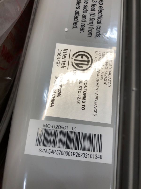 Photo 3 of PELONIS PHO15A2AGW, Basic Electric Oil Filled Radiator, 1500W Portable Full Room Radiant Space Heater with Adjustable Thermostat, White, 26.10 x 14.20 x 11.00 in