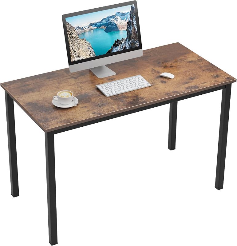 Photo 1 of Need 47 Inches Computer Desk, Home Office Work Desks, Durable Wood and Metal Frame Workstation, Writing Study Tables for School Students, Rustic Brown
