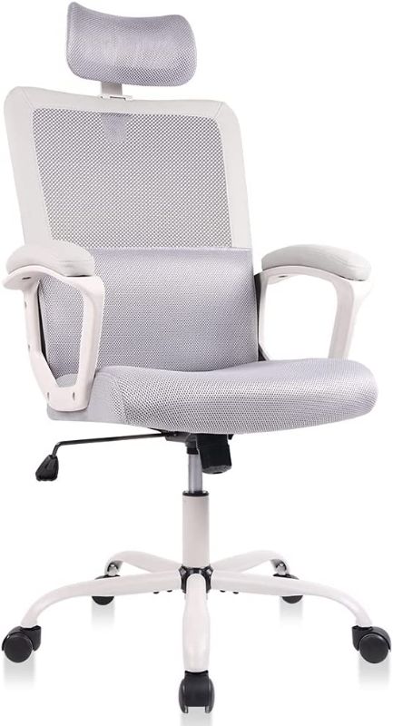 Photo 1 of Office Chair, Ergonomic Mesh Computer Desk Chair, High Back Swivel Task Executive Chair Padding Armrests with Adjustable Rotatable Headrest Lumbar Support