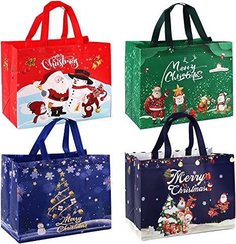 Photo 1 of 
Brand: ABTOLS
12pcs Large Christmas Tote Bags with Handles, Reusable Gift Bag Grocery Shopping Totes for Gifts Wrapping Shopping Red Green Blue Santa Claus Snowman Christmas Tree Bag for Holiday Xmas Party Supplies