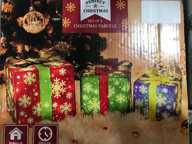 Photo 1 of !!! NIB XL Christmas LED Light Up Presents w/ Snowflakes