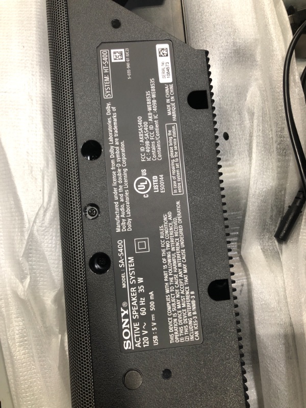 Photo 1 of Sony HT-S400 2.1ch Soundbar with Powerful Wireless subwoofer, S-Force PRO Front Surround Sound, and Dolby Digital