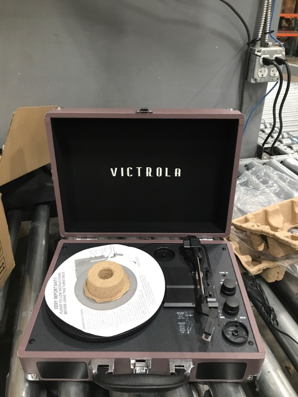 Photo 2 of Victrola Vintage 3-Speed Bluetooth Portable Suitcase Record Player with Built-in Speakers | Upgraded Turntable Audio Sound| Includes Extra Stylus | Magenta, Model Number: VSC-550BT-MAG Magenta Record Player