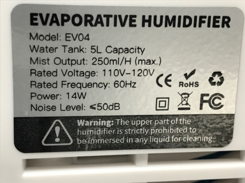 Photo 3 of 5L Evaporative Humidifiers for Bedroom, No Mist Humidifiers for Baby, Washable Filter, Consistent Humidity with 2 Speeds, Quiet Top Fill Humidifiers for Large Room with Auto Shutoff and Digital Display