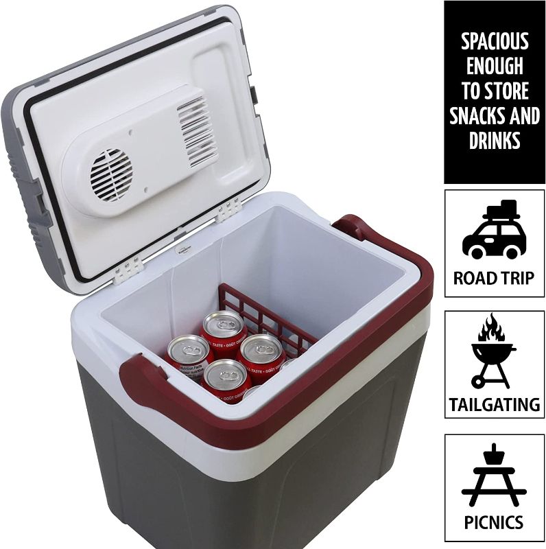 Photo 3 of (PARTS ONLY) Koolatron Thermoelectric Iceless 12 Volt Cooler 26 qt (24 L), Electric Portable Car Cooler with DC Plug, Grey and White, for Travel Camping Fishing Trucking, Made in North America
