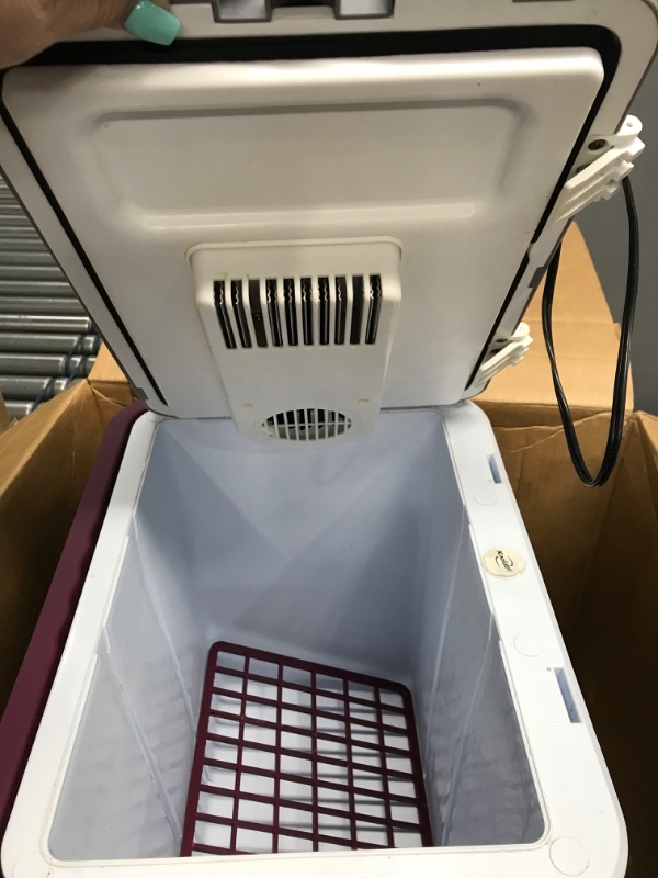 Photo 2 of *** USED *** Koolatron Thermoelectric Iceless 12 Volt Cooler 26 qt (24 L), Electric Portable Car Cooler with DC Plug, Grey and White, for Travel Camping Fishing Trucking, Made in North America
