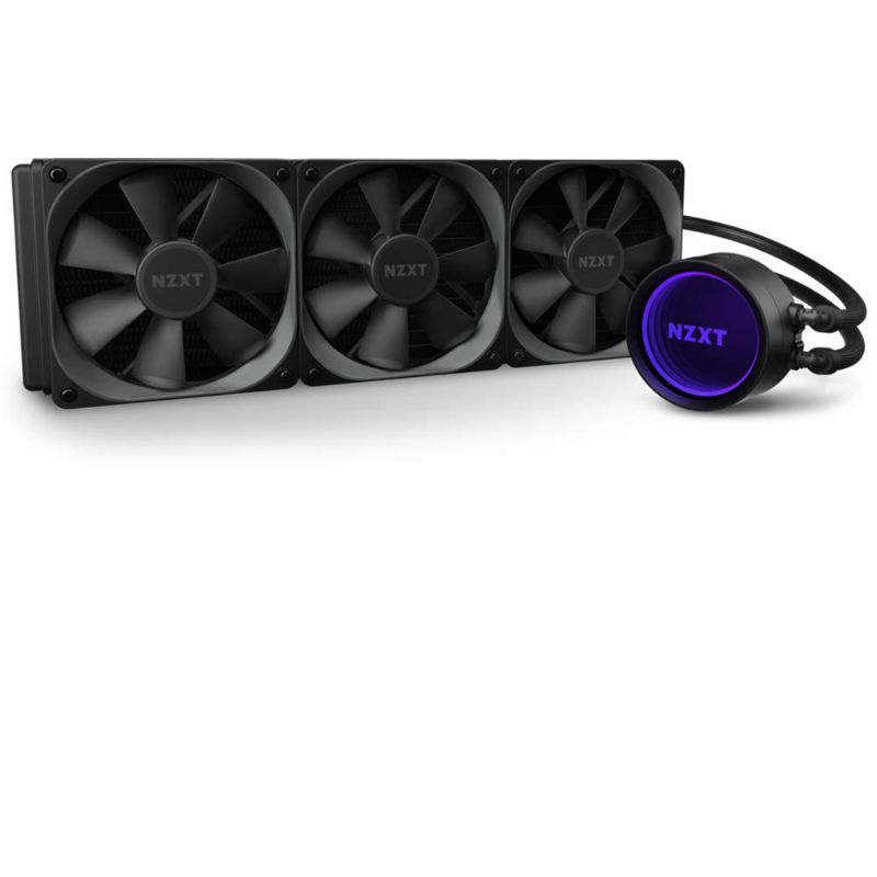 Photo 1 of **DAMAGED SEE NOTES** NZXT Kraken X73 360mm - RL-KRX73-01 - AIO RGB CPU Liquid Cooler - Rotating Infinity Mirror Design - Improved Pump - Powered By CAM V4 - RGB Connector - Aer P 120mm Radiator Fans (3 Included), Black