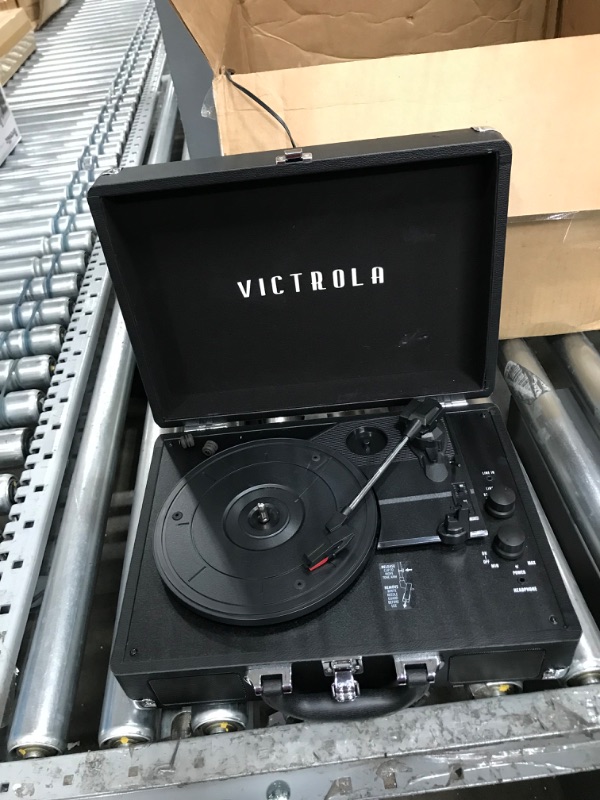 Photo 1 of Victrola Vintage 3-Speed Bluetooth Portable Suitcase Record Player with Built-in Speakers | Upgraded Turntable Audio Sound| Includes Extra Stylus | Black, Model Number: VSC-550BT-BK, 1SFA
