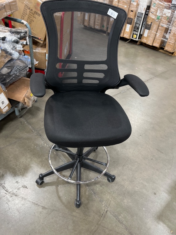 Photo 2 of Techni Mobili Modern High-Back Mesh Executive Chair With Headrest And Flip Up Arms. Color: Black 49.5" x 26.37" x 26.37"
