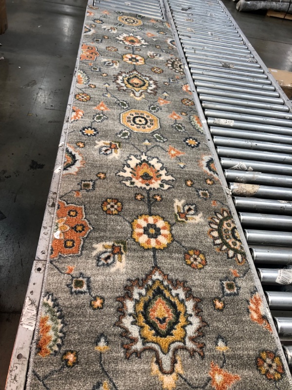 Photo 1 of 2' X 8' Gray Geometric Rug