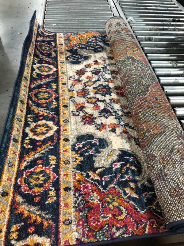 Photo 1 of 4'x6' Rectangle Loomed Floral Area Rug Blue - JONATHAN Y