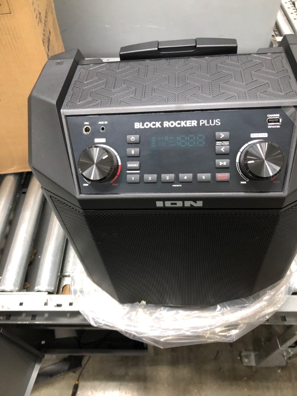 Photo 1 of ION Audio Block Rocker Plus - Portable Bluetooth Speaker 100W W/Battery, Karaoke Microphone, AM FM Radio, Wheels & Telescopic Handle and USB Charging, Black