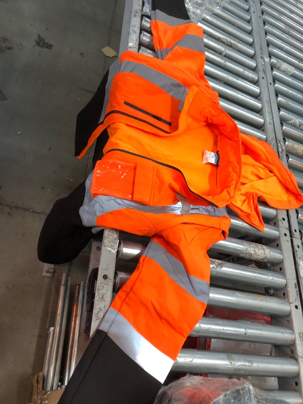 Photo 3 of **x-large**
SHORFUNE High Visibility Safety Jacket Waterproof and Windproof Reflective Hi Vis Detachable Orange