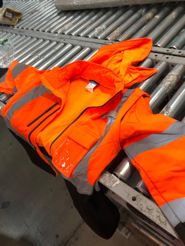 Photo 5 of **x-large**
SHORFUNE High Visibility Safety Jacket Waterproof and Windproof Reflective Hi Vis Detachable Orange