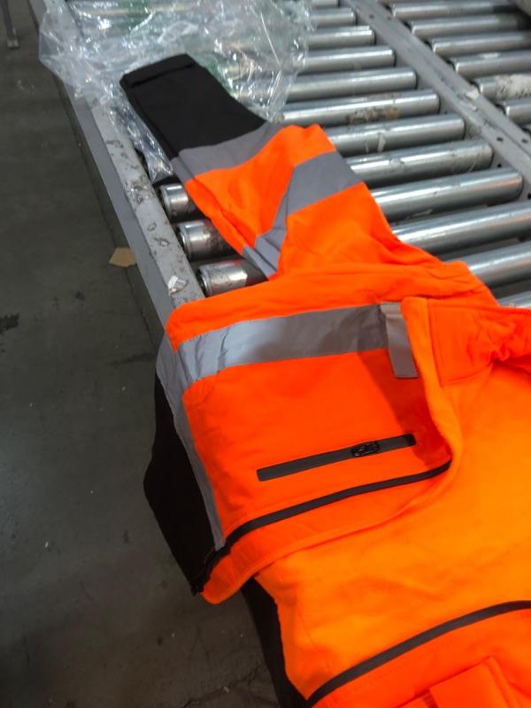 Photo 2 of **x-large**
SHORFUNE High Visibility Safety Jacket Waterproof and Windproof Reflective Hi Vis Detachable Orange