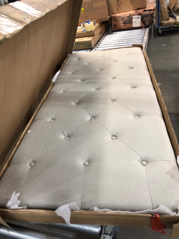 Photo 1 of *BOX 1 OF 2* Home Life Premiere Classics Cloth Light Grey Silver Linen 51" Tall Headboard Platform Bed with Slats Queen- Complete Bed 5 Year Warranty Included-007
