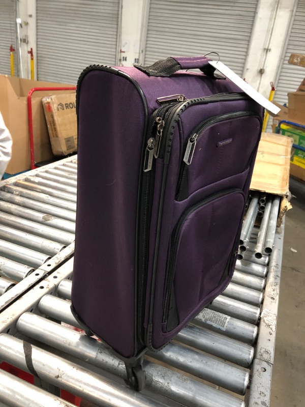 Photo 3 of **used item, minor dirt marks**
U.S. Traveler Aviron Bay Expandable Softside Luggage with Spinner Wheels, Purple, Carry-on 23-Inch
