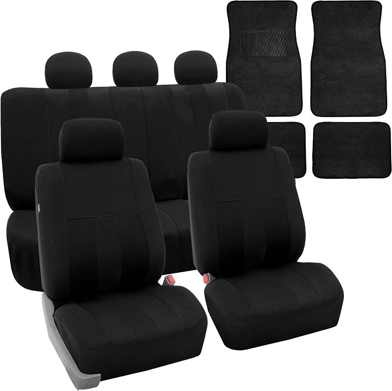 Photo 1 of 2 SEAT COVERS ONLY*
FH Group Striking Striped Car Seat Covers Full Set, Airbag and Split Ready with Carpet Floor Mats – Universal Fit for Cars Trucks & SUVs- Black
