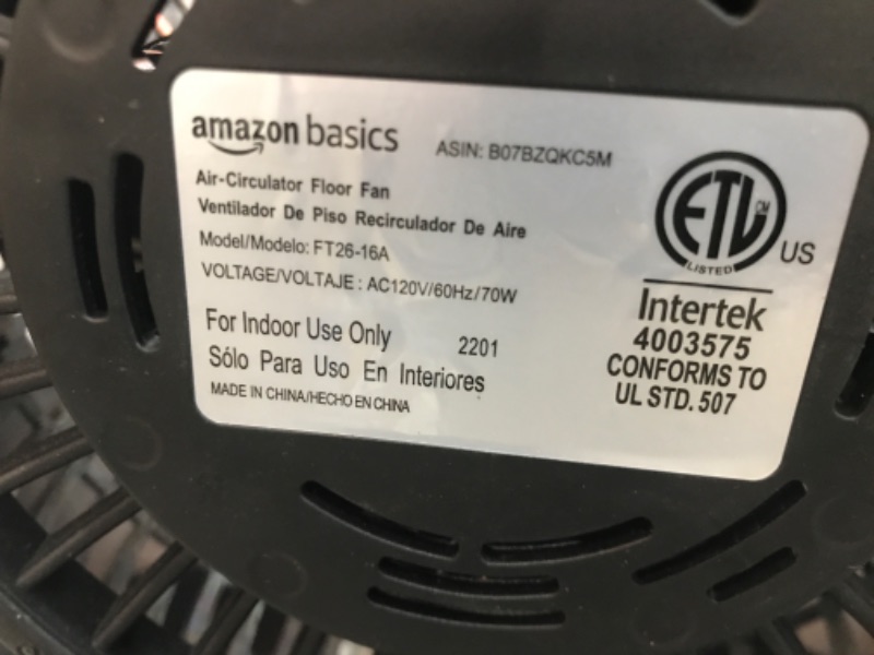 Photo 2 of *NONFUNCTIONAL* Amazon Basics 3 Speed Small Room Air Circulator Fan, 11-Inch 11-Inch Air Circulator Fan