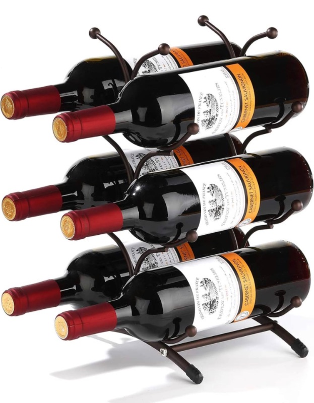 Photo 1 of **SEE NOTES**  Countertop Wine Racks, 6 Bottles Wine Holder, Brown Metal Wine Shelf, Tabletop Wine Storage Holders Stands for Home Decor & Kitchen Storage Rack, Bar, Wine Party