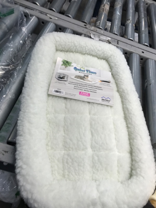 Photo 2 of 22L-Inch White Fleece Dog Bed or Cat Bed w/ Comfortable Bolster | Ideal for XS Dog Breeds & Fits a 22-Inch Dog Crate | Easy Maintenance Machine Wash & Dry | 1-Year Warranty
