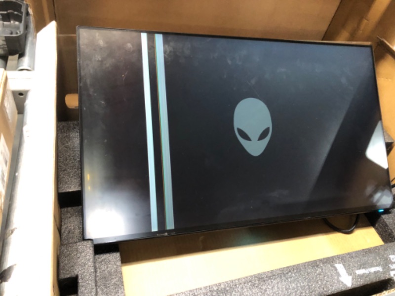Photo 4 of **LINES THROUGH SCREEN***Alienware 27 Inch 240Hz Gaming Monitor, 2560 x 1440p QHD (Quad High Definition), Fast IPS , VESA Display, HDR 600, NVIDIA G-SYNC Ultimate Certification, AW2721D, XW3CK - White
