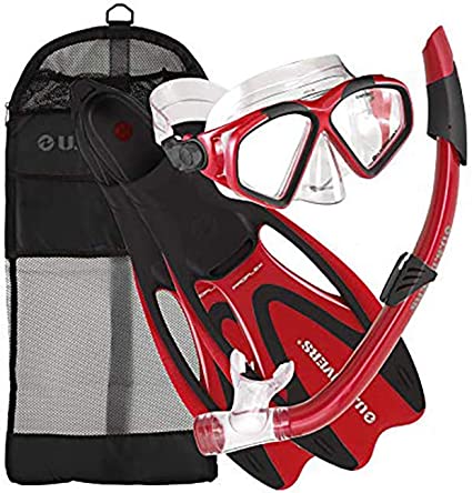 Photo 1 of U.S. Divers Adult Cozumel Mask/Seabreeze II Snorkel/Proflex Fins/Gearbag S 5-6.5 
