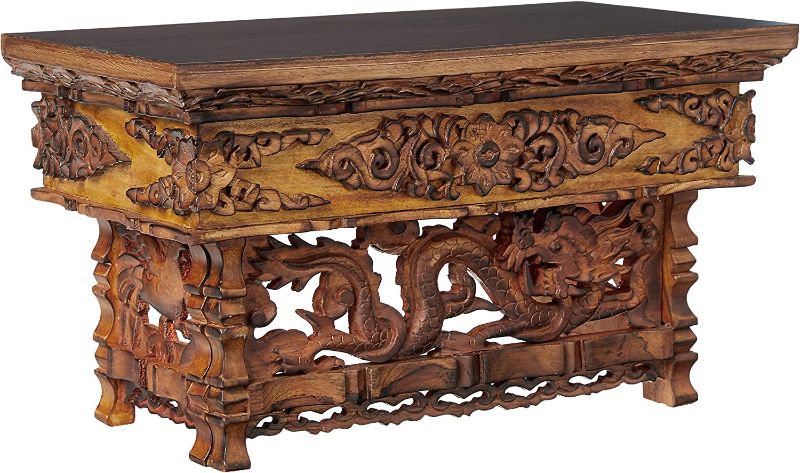 Photo 1 of **9"D x 16"W x 9"H**
Tribe Azure Fair Trade Small Altar Table, Meditation Table Altar, Small Puja Table, Meditation Altar Wood Wiccan Altar Table Buddhist Table, Tea Table Japanese, Small Low Side Table Dragon (Small)
