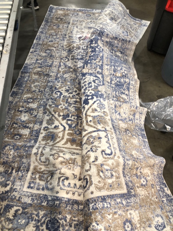 Photo 1 of 8'6"x11'10" white/blue rug 