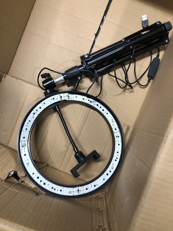 Photo 3 of 10 Inch LED Ring Light, LNKERCO 3 Light Modes & 10 Brightness Level Selfie Ring Light with Tripod Stand and Flexible Phone Holder for YouTube Video, Vlog & Live Streaming