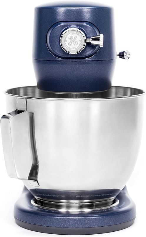 Photo 1 of 
GE Tilt-Head Electric Stand Mixer | 7-Speed, 350-Watt Motor | Includes 5.3-Quart Bowl, Flat Beater, Dough Hook, Wire Whisk & Pouring Shield | Countertop Kitchen Essentials | Sapphire Blue