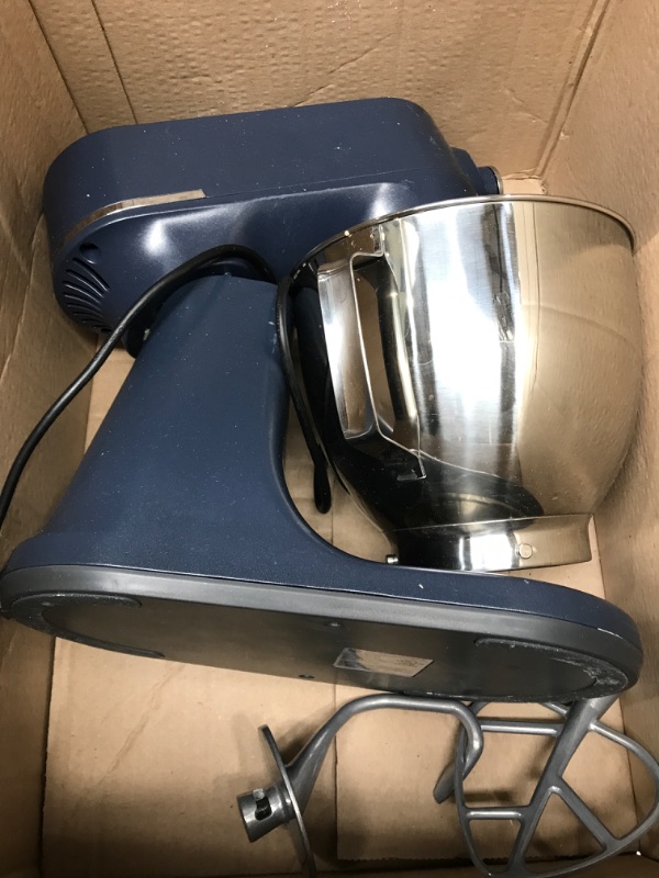 Photo 2 of 
GE Tilt-Head Electric Stand Mixer | 7-Speed, 350-Watt Motor | Includes 5.3-Quart Bowl, Flat Beater, Dough Hook, Wire Whisk & Pouring Shield | Countertop Kitchen Essentials | Sapphire Blue