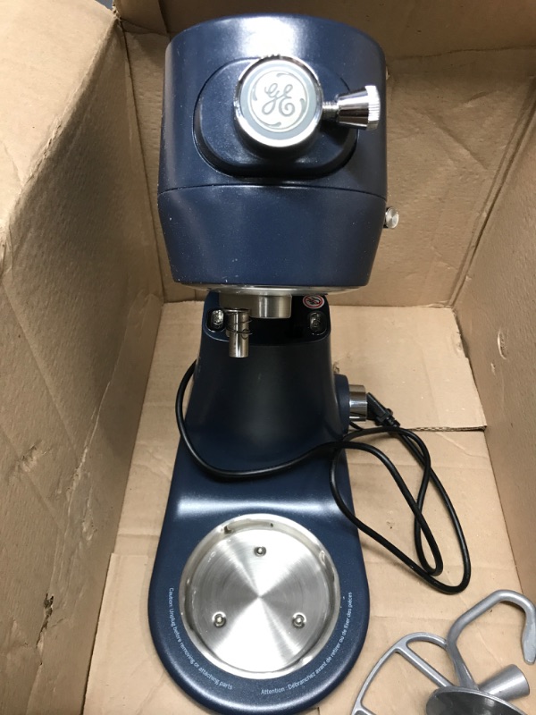 Photo 4 of 
GE Tilt-Head Electric Stand Mixer | 7-Speed, 350-Watt Motor | Includes 5.3-Quart Bowl, Flat Beater, Dough Hook, Wire Whisk & Pouring Shield | Countertop Kitchen Essentials | Sapphire Blue