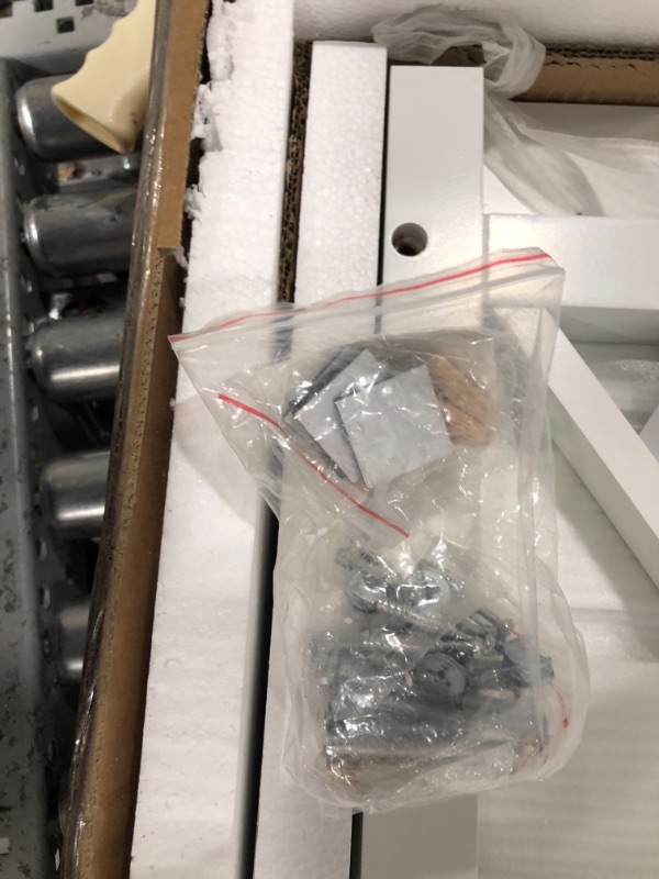 Photo 1 of ChooChoo Farmhouse Coffee Table, Rustic Vintage Living Room Table with Shelf, 40 White