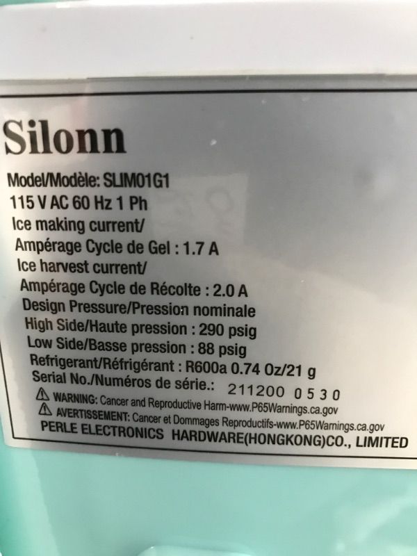 Photo 4 of Silonn Ice Makers Countertop, 9 Cubes Ready in 6 Mins, 26lbs in 24Hrs, Self-Cleaning Ice Machine with Ice Scoop and Basket, 2 Sizes of Bullet Ice for Home Kitchen Office Bar Party Green Ice Makers