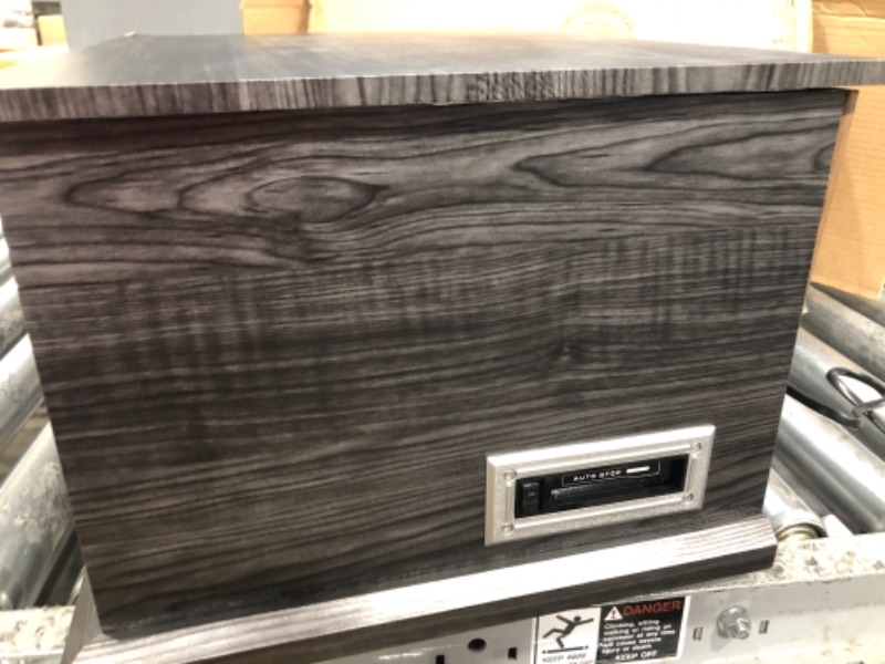 Photo 1 of *** WOOD DAMAGE SEE PICTURES ***Victrola Nostalgic 6-in-1 Bluetooth Record Player & Multimedia Center with Built-in Speakers - 3-Speed Turntable, CD & Cassette Player, AM/FM Radio | Wireless Music Streaming | Grey | wood
