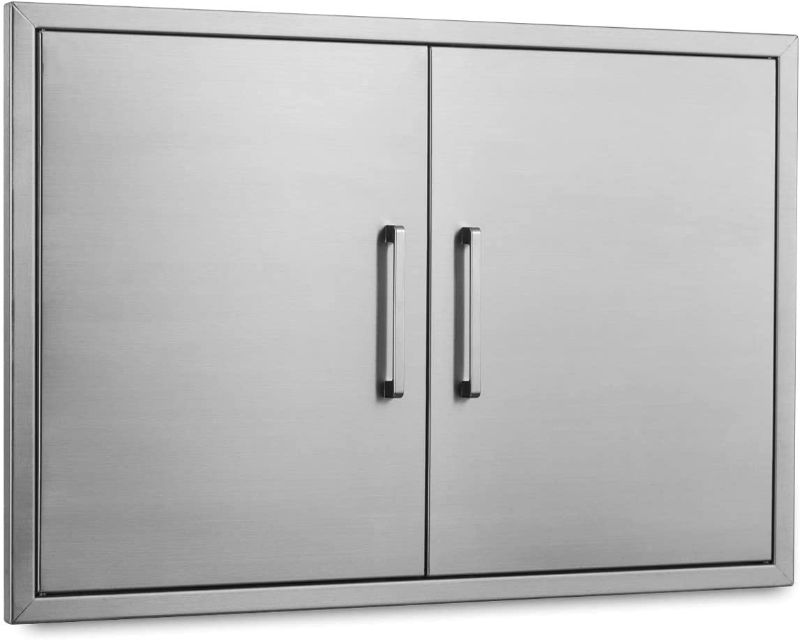 Photo 3 of *** MISSING DOOR HANDLES *** Outdoor Kitchen Doors- 30"W x 21"H - Stainless Steel BBQ Double Access Door,Flush Mount for Outdoor Kitchen and BBQ Island
