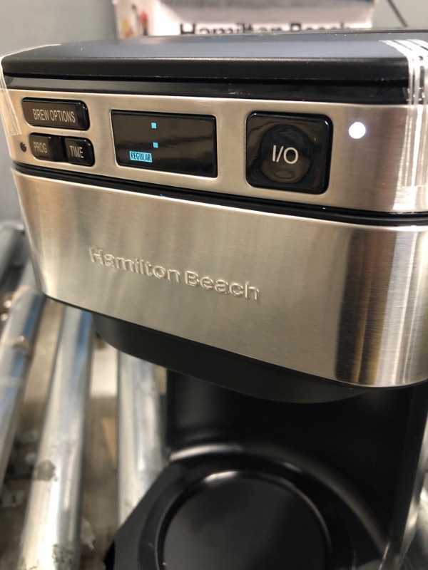 Photo 7 of *** POWERS ON *** BROKEN CORNER PIECE*** Hamilton Beach Programmable Coffee Maker, 12 Cups, Front Access Easy Fill, Pause & Serve, 3 Brewing Options, Black (46310)