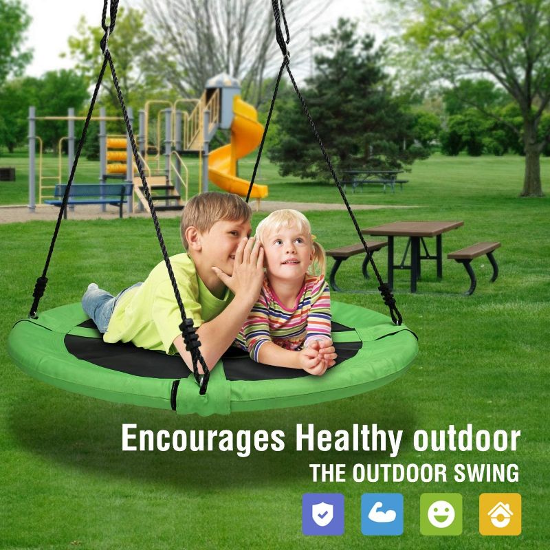 Photo 1 of *** USED ***  700lb 40 Inch Saucer Tree Swing for Kids Adults 900D Oxford Waterproof with 2pcs Tree Hanging Straps, Steel Frame and Adjustable Ropes
