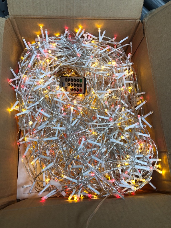 Photo 3 of 438ft String Lights 1200 LED Extra Long Christmas Lights with Remote 8 Lighting Modes & Timer Memory Outdoor Waterproof Decorations for Home Xmas Tree Yard Wedding Party Backdrop Decor (Multicolor) Multicolor 438Ft 1200 LED