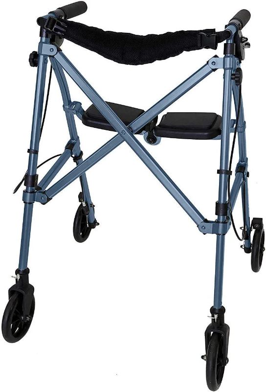 Photo 1 of Able Life Space Saver Rollator, Lightweight Folding Mobility Rolling Walker for Seniors and Adults, 6-inch Wheels, Locking Brakes, and Padded Seat with Backrest, Cobalt Blue