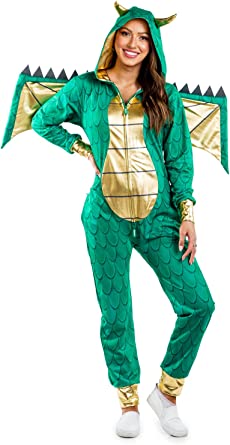 Photo 1 of Tipsy Elves Women's Dragon Costume - Green Mythic Monster Halloween Jumpsuit
Size Small