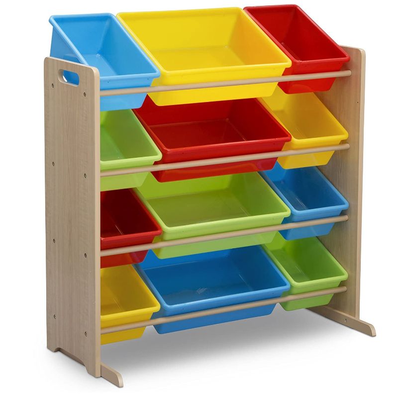 Photo 1 of Delta Children Kids Toy Storage Organizer with 12 Plastic Bins - Greenguard Gold Certified, Natural/Primary
