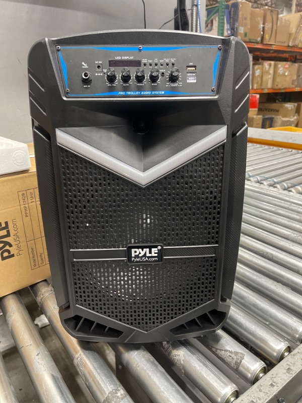 Photo 2 of Portable Bluetooth PA Speaker System - 800W Rechargeable Outdoor Bluetooth Speaker Portable PA System, Pyle PPHP1242B & Pro Includes 15ft XLR Cable to 1/4''Audio Connection, Connector, Black (PDMIC58) 12 in Speaker System + 15ft XLR Cable