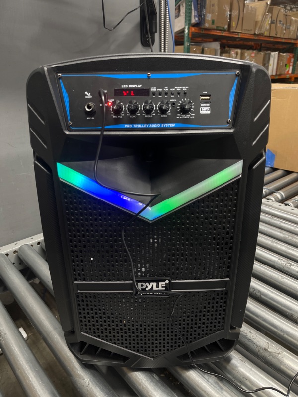 Photo 3 of Portable Bluetooth PA Speaker System - 800W Rechargeable Outdoor Bluetooth Speaker Portable PA System, Pyle PPHP1242B & Pro Includes 15ft XLR Cable to 1/4''Audio Connection, Connector, Black (PDMIC58) 12 in Speaker System + 15ft XLR Cable