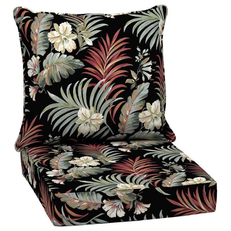 Photo 1 of Arden Selections Black Simone Tropical Outdoor Deep Seat Set - 24 in L X 24 in W X 5.75 in H
