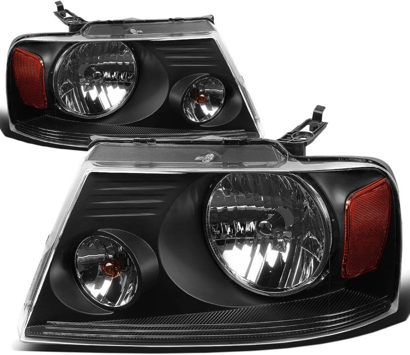 Photo 2 of DNA Motoring HL-OH-F1504-BK-AM Black Amber Headlights Replacement Compatible with 04-08 F-150/06-08 Mark LT
