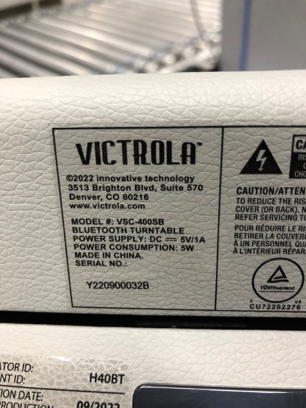 Photo 4 of ***TESTED WORKING*** Victrola Vintage 3-Speed Bluetooth Portable Suitcase Record Player with Built-in Speakers | Upgraded Turntable Audio Sound| Includes Extra Stylus | NWG, Model Number: VSC-550BT-NWG Grey Record Player