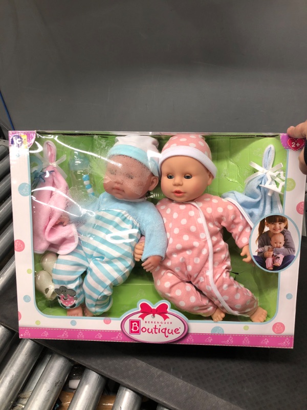 Photo 2 of Berenguer Boutique 30050 TWINS- 15” Soft Body Baby Dolls - 12 Piece Gift Set with Open/Close Eyes- Perfect for Children 2+ Twin Gift Set